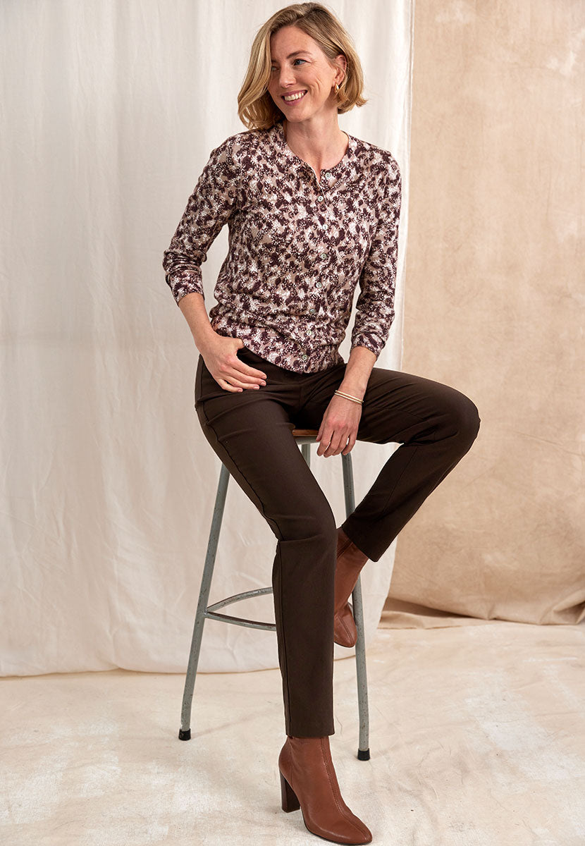 Hayley Easy Fit Slim Leg Trouser - Chocolate