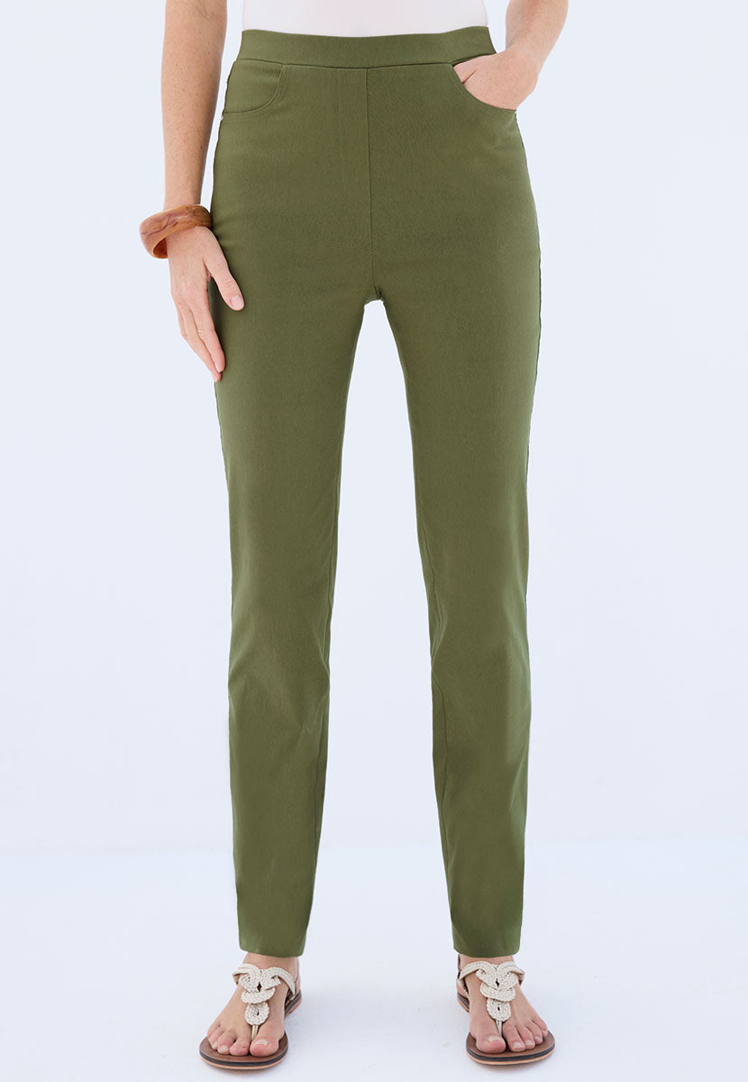 Hayley Easy Fit Slim Leg Trouser - Dark Olive