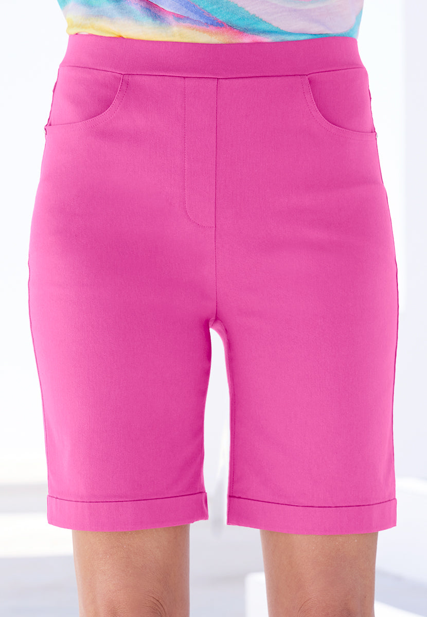Hayley Pull on Stretch Shorts - Hot Pink