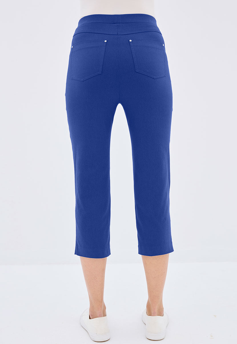 Hayley Slim Leg Pull on Cropped Trouser - Lapis Blue