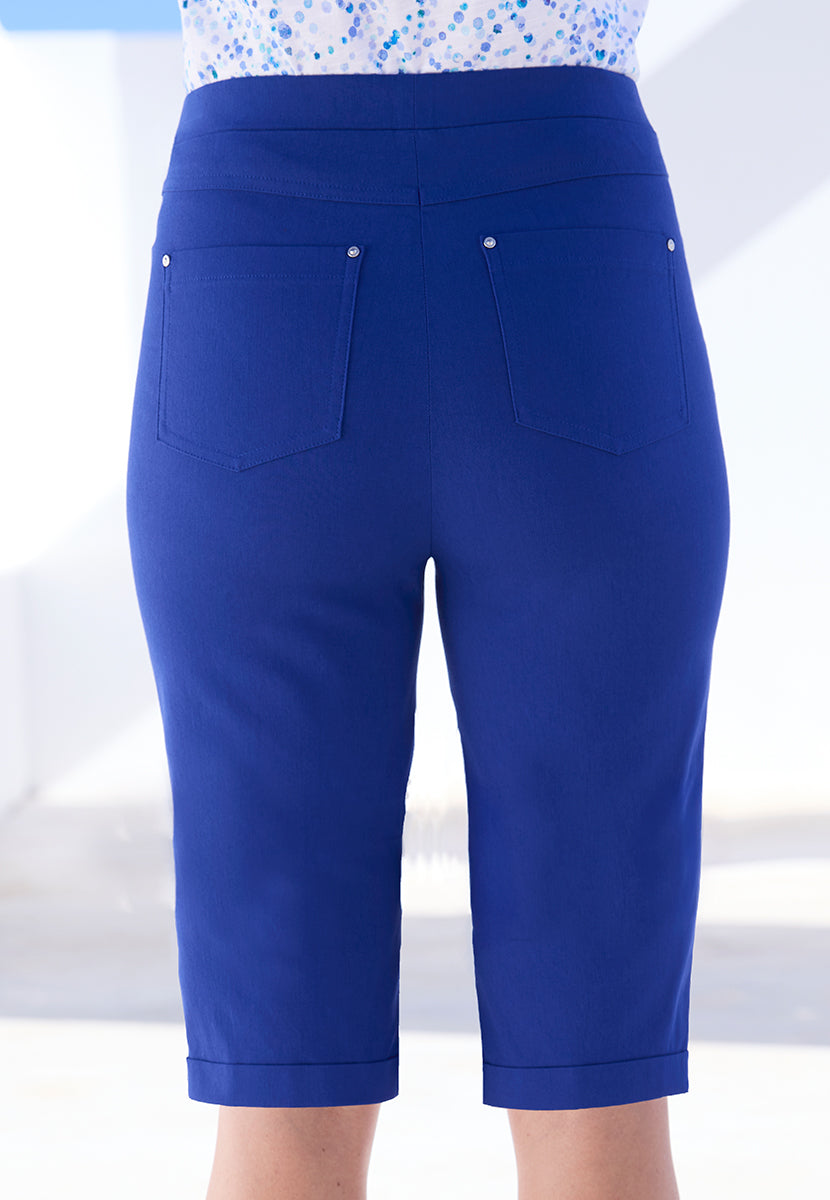 Hayley Pull on Stretch Over the Knee Shorts - Lapis Blue