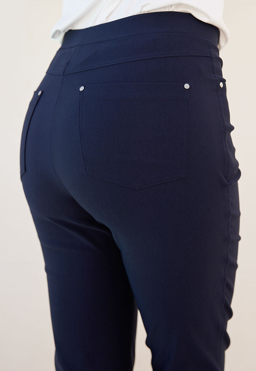 Hayley Easy Fit Slim Leg Bella Trouser - Navy Back Detail View