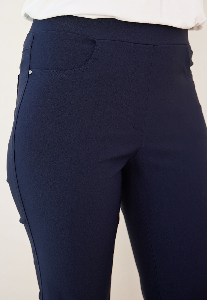 Hayley Easy Fit Slim Leg Bella Trouser - Navy Front Detail View