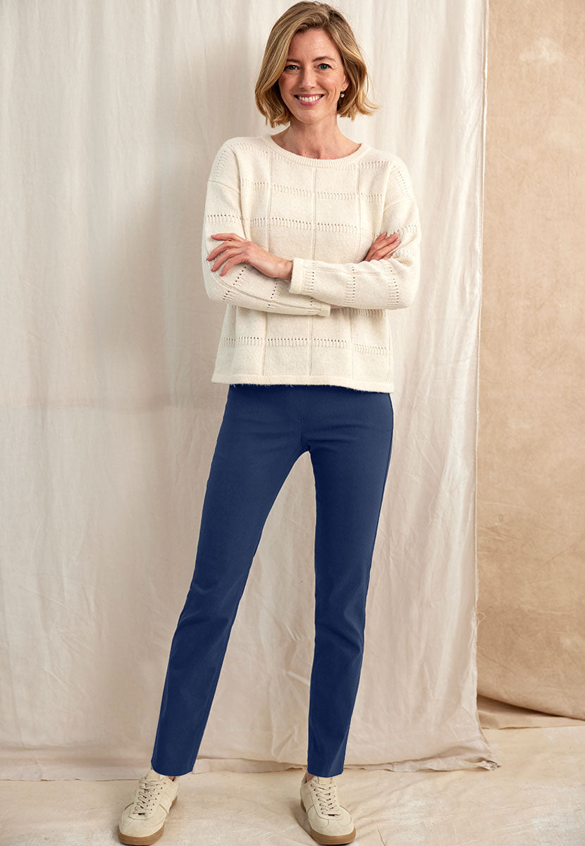 Hayley Easy Fit Slim Leg Trouser - Petrol Blue