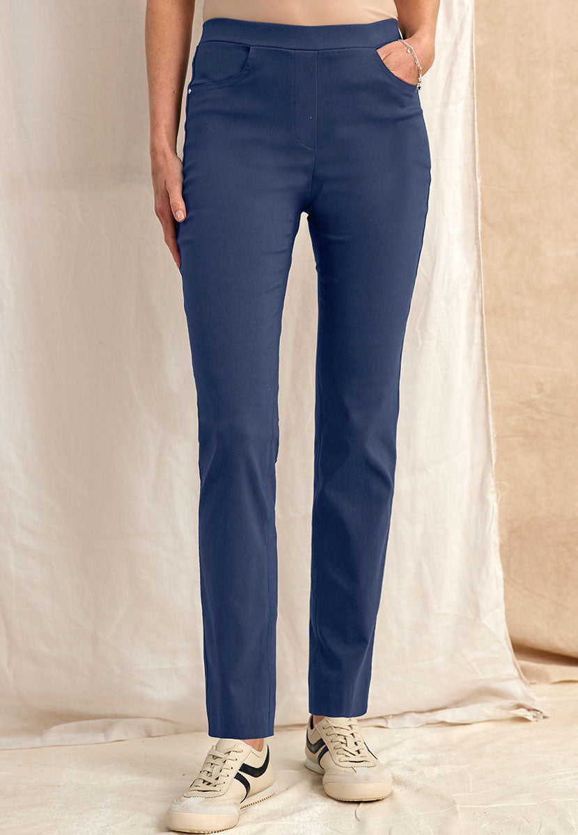 Hayley Easy Fit Slim Leg Trouser - Petrol Blue