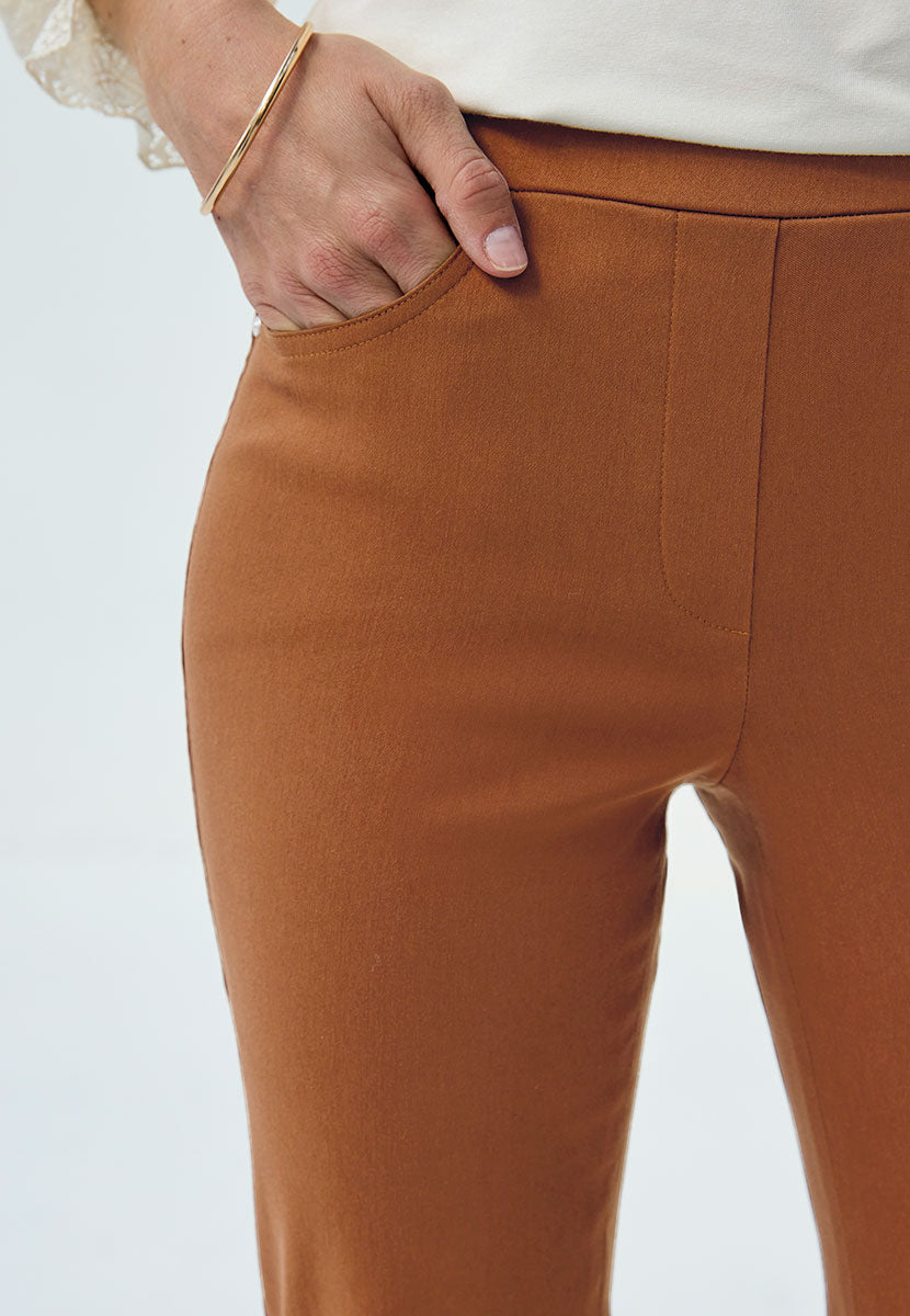 Hayley Easy Fit Slim Leg Bella Trousers - Rich Amber Detail View