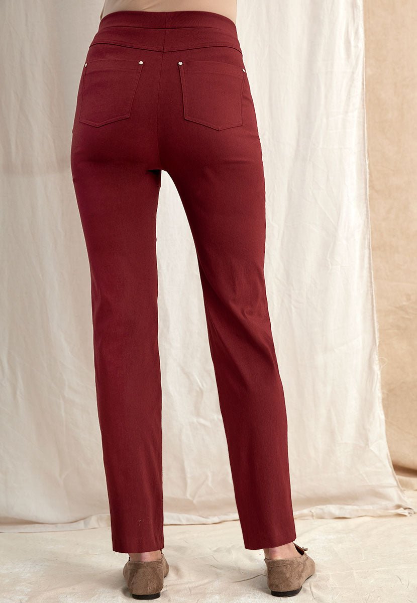 Hayley Easy Fit Slim Leg Trouser - Rich Merlot