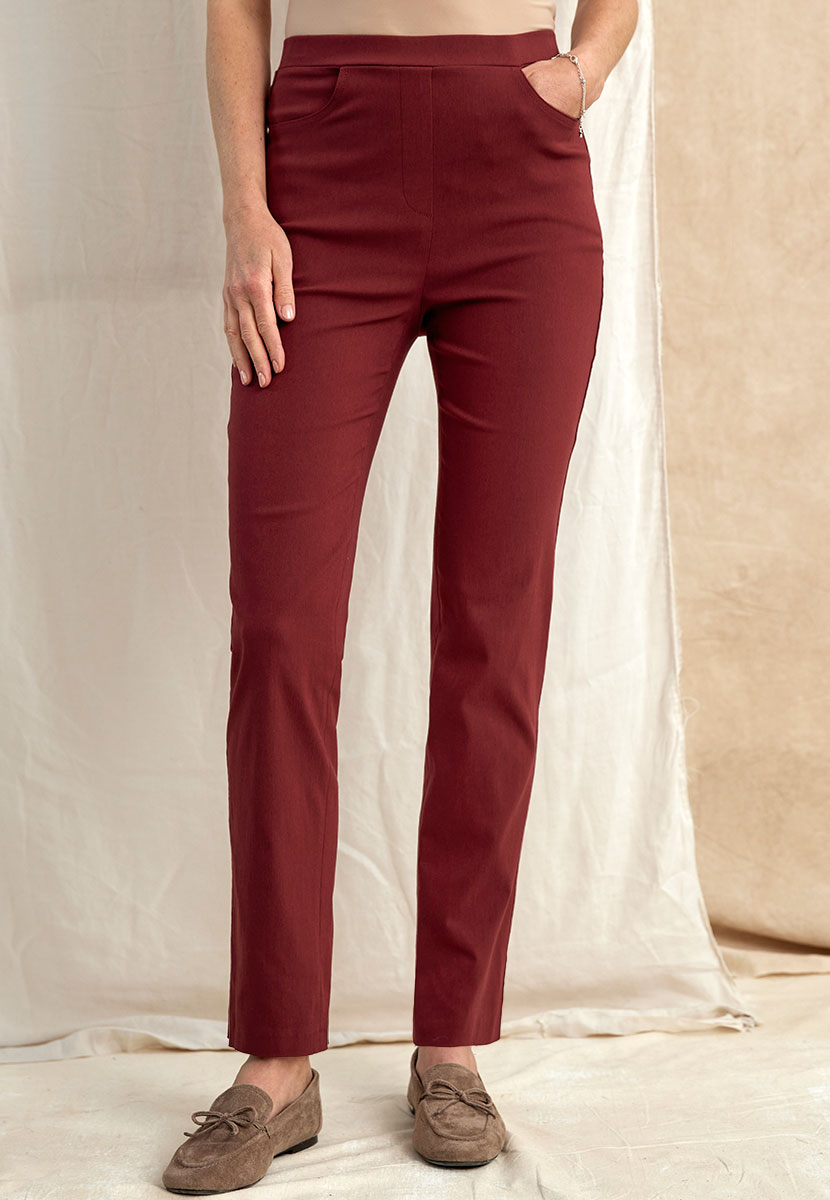 Hayley Easy Fit Slim Leg Trouser - Rich Merlot