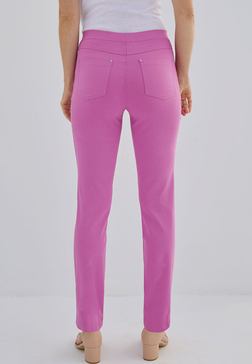 Hayley Easy Fit Slim Leg Bella Trousers - Rosebud Pink Back View