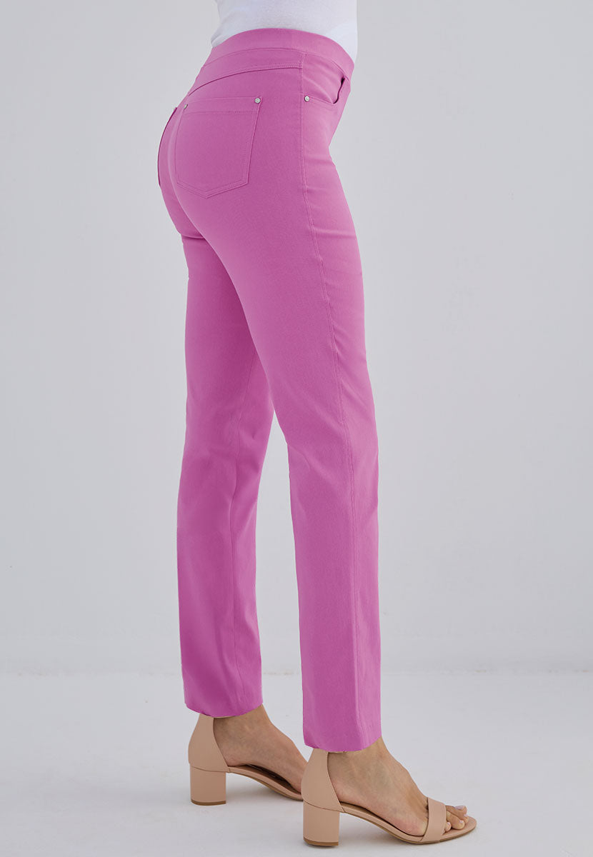 Hayley Easy Fit Slim Leg Bella Trousers - Rosebud Pink Side View