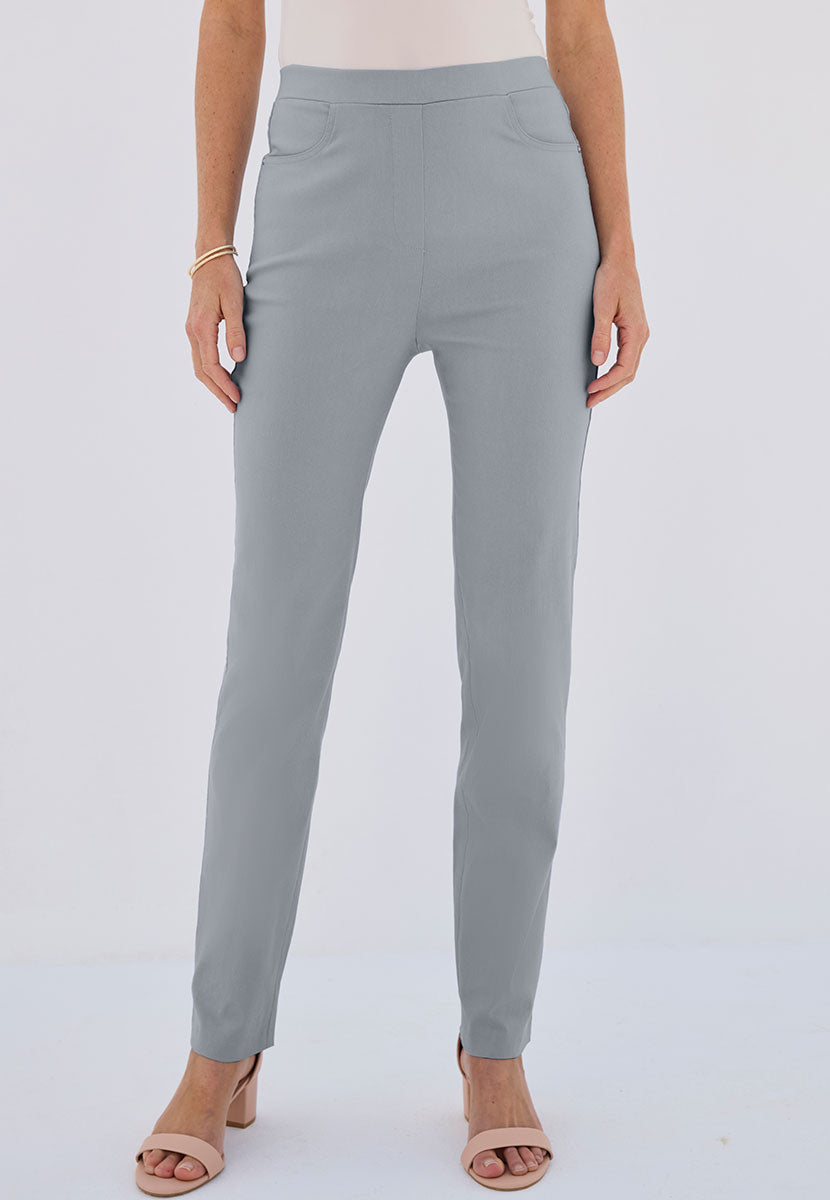 Hayley Easy Fit Slim Leg Trouser - Silver Grey