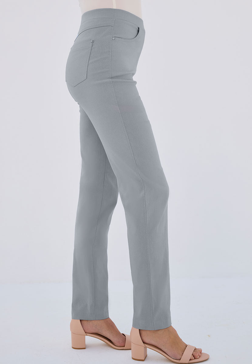 Hayley Easy Fit Slim Leg Trouser - Silver Grey