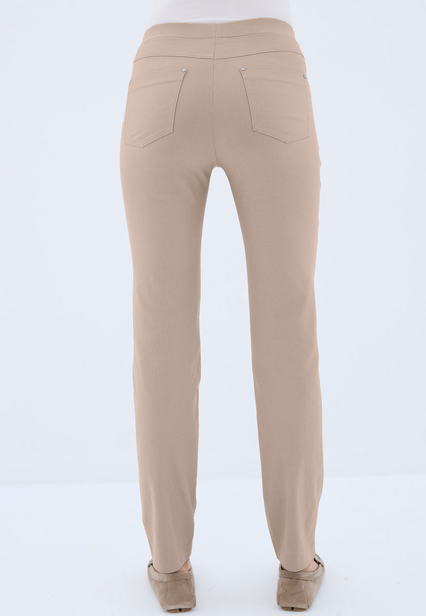 Hayley Easy Fit Slim Leg Trousers - Soft Almond