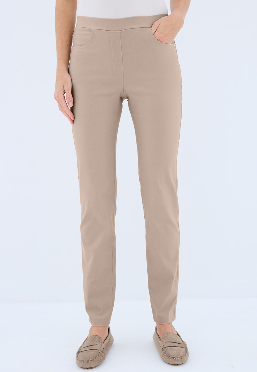 Hayley Easy Fit Slim Leg Trousers - Soft Almond