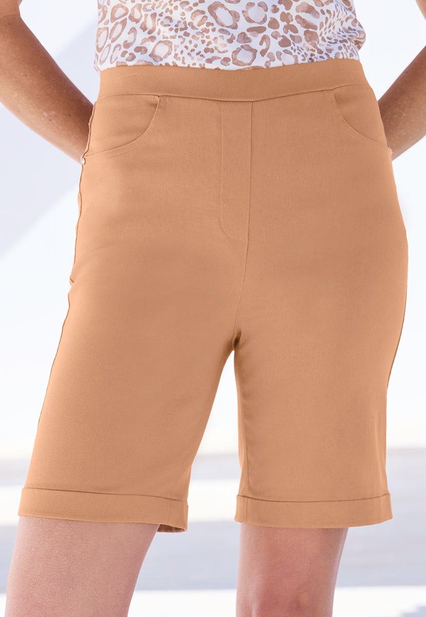 Hayley Pull on Stretch Shorts - Soft Tan