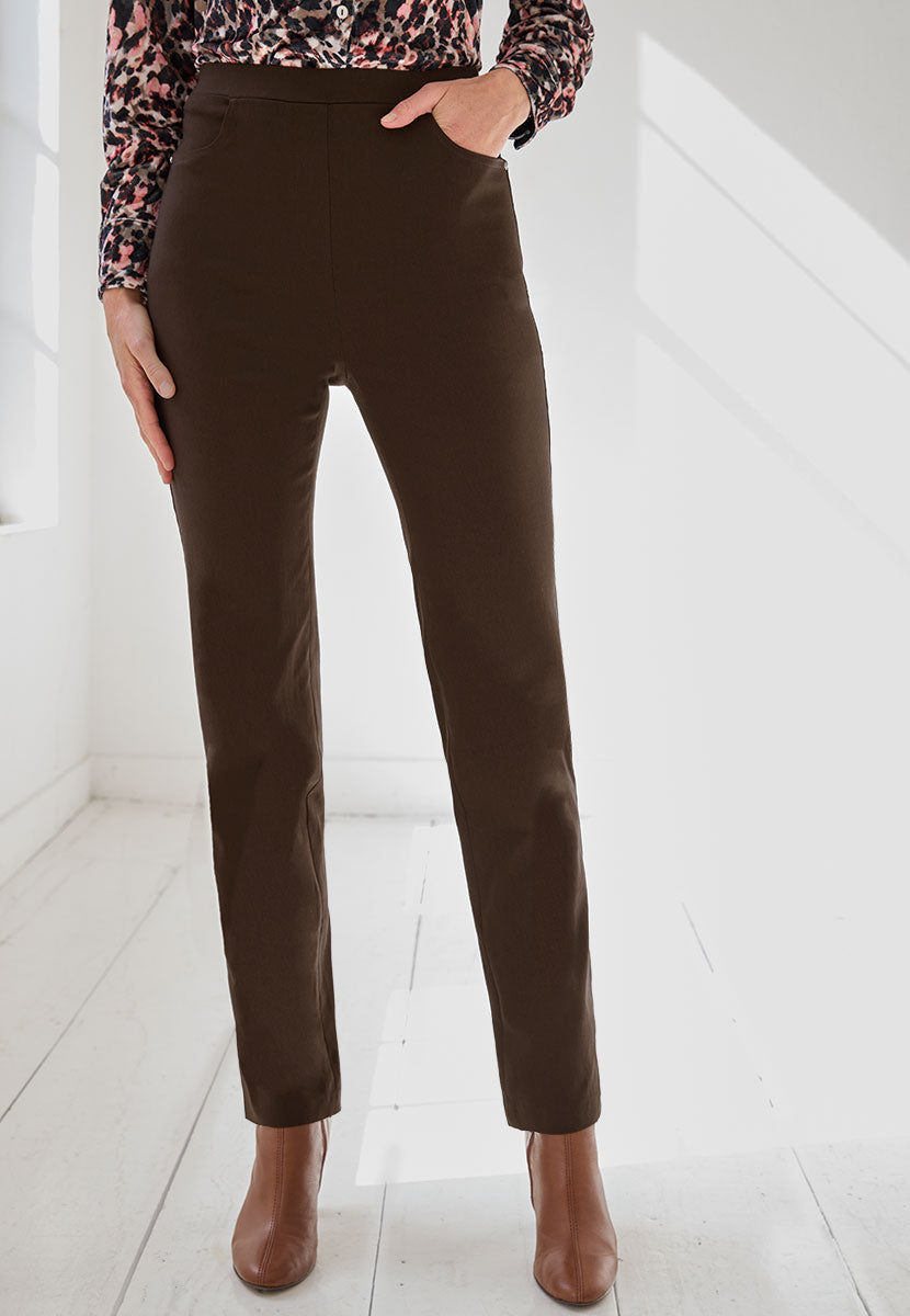 Hayley Fleece Lined Trouser - Chocolate – Bella di Notte