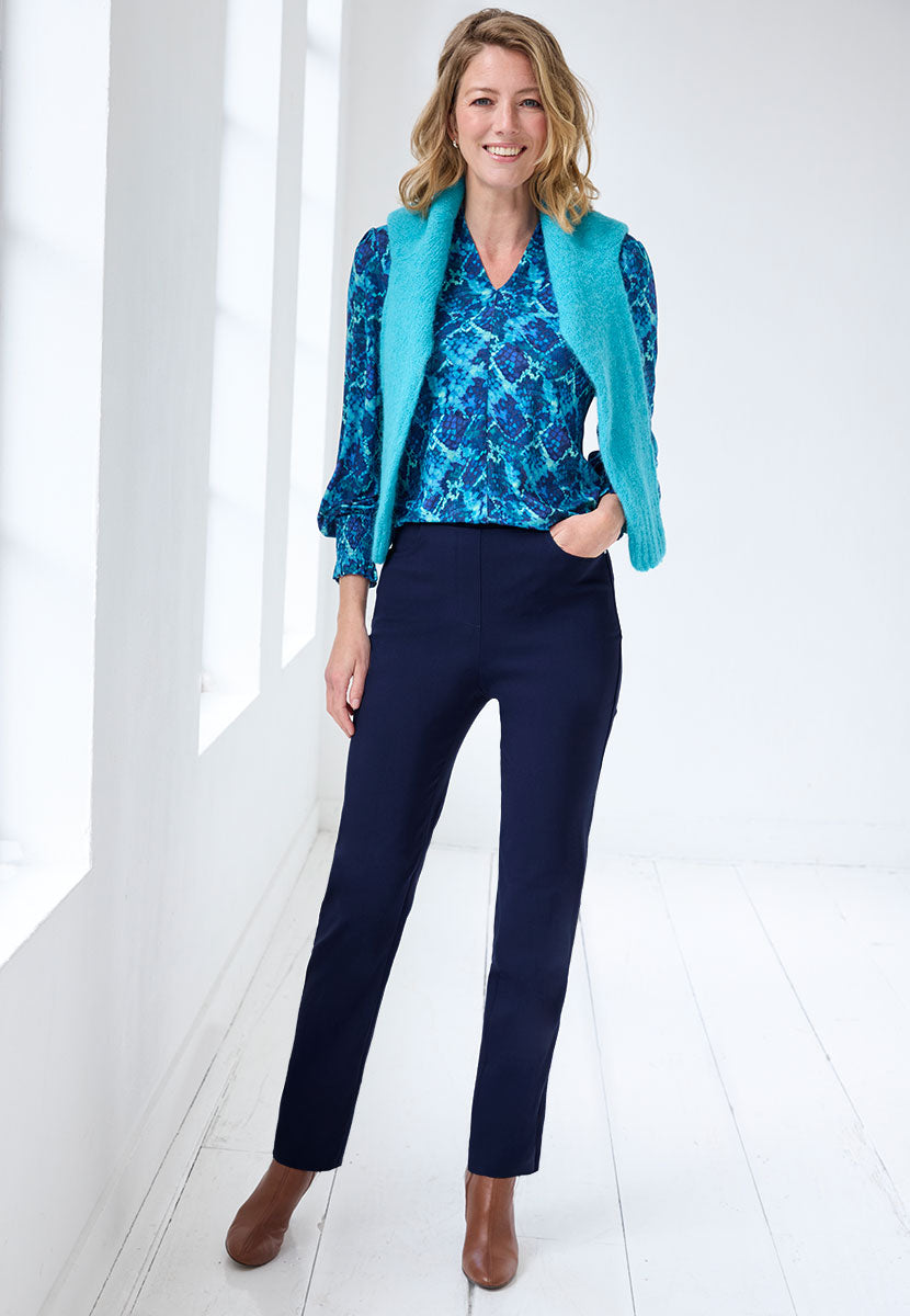 Hayley Easy Fit Slim Leg Trouser - Navy