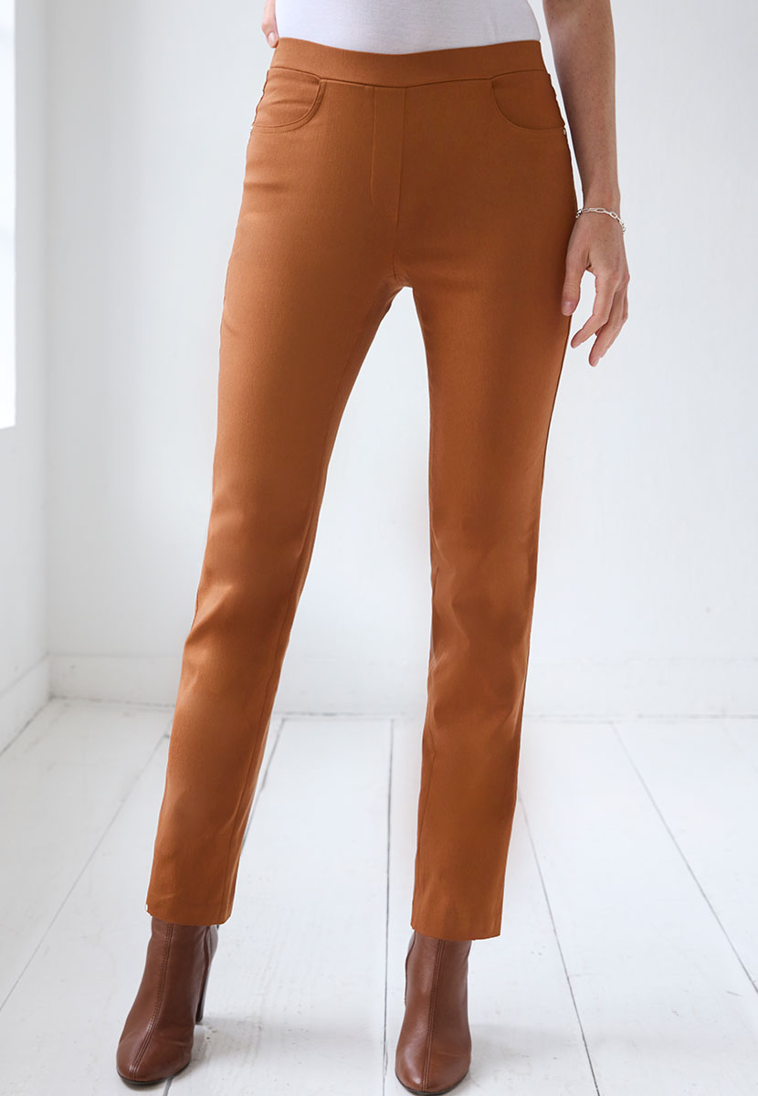 Hayley Easy Fit Slim Leg Trouser - Rich Amber