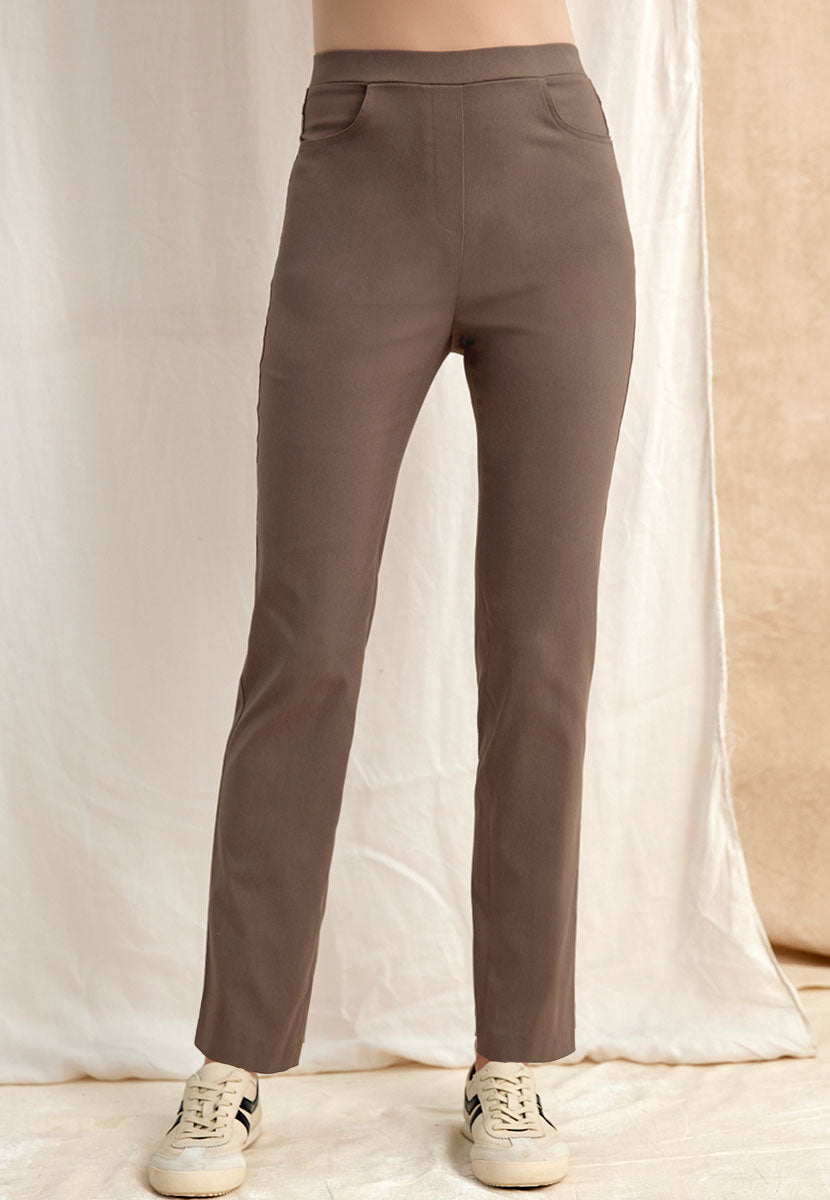 Hayley Easy Fit Slim Leg Trouser - Walnut