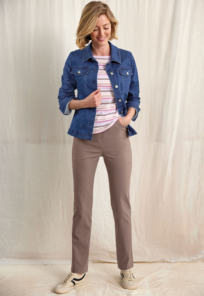 Hayley Easy Fit Slim Leg Trouser - Walnut