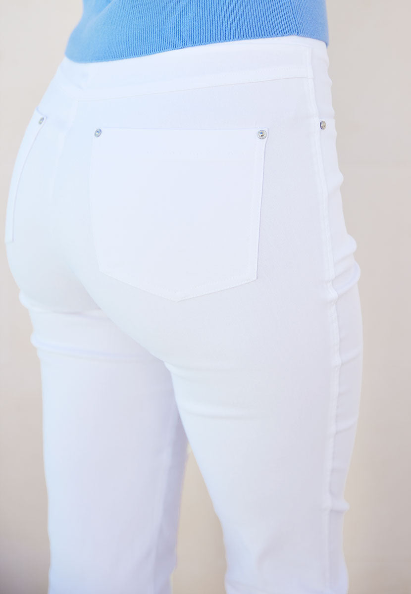Hayley Easy Fit Slim Leg Bella Trouser - White Back Close View