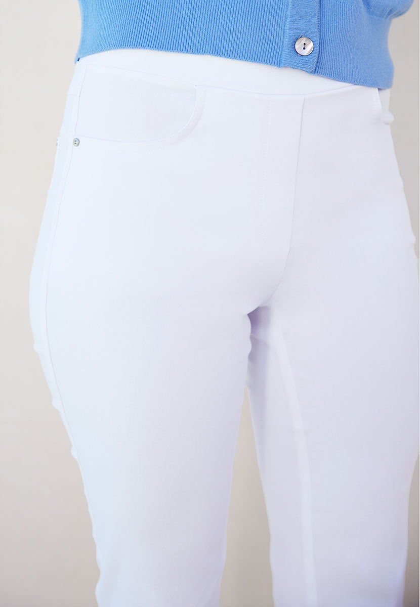 Hayley Easy Fit Slim Leg Bella Trouser - White Front Detail View