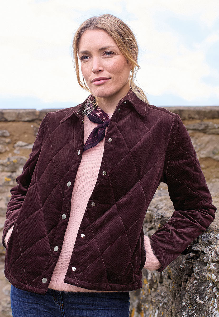 Holly Quilted Jacket - Fig Front View