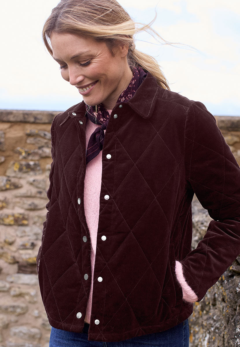 Holly Quilted Jacket - Fig Front Alt View