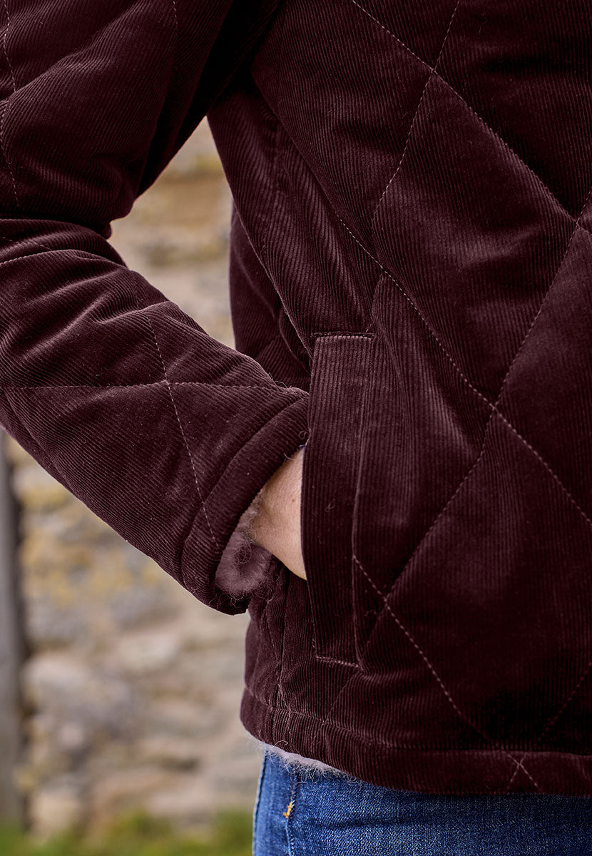 Holly Quilted Jacket - Fig Pocket Detail View