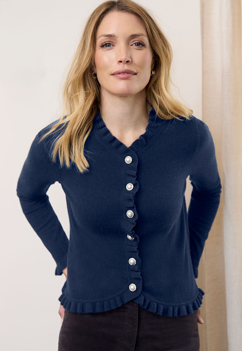 Jayde Button Through Cardigan - French Navy Alternative View