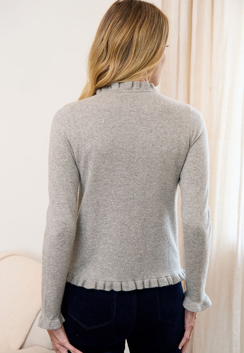 Jayde Button Through Cardigan - Soft Charcoal Back View