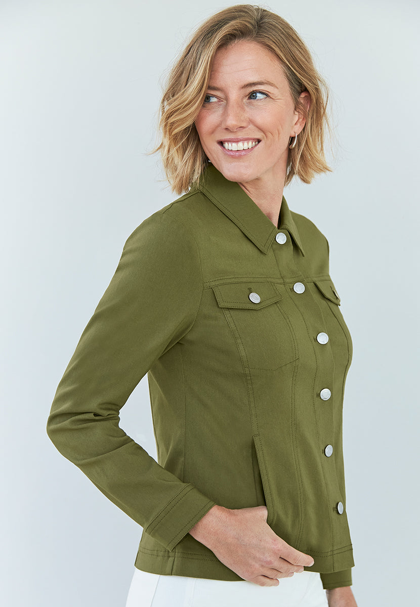 Jessi Denim Styling  Jacket - Dark Olive