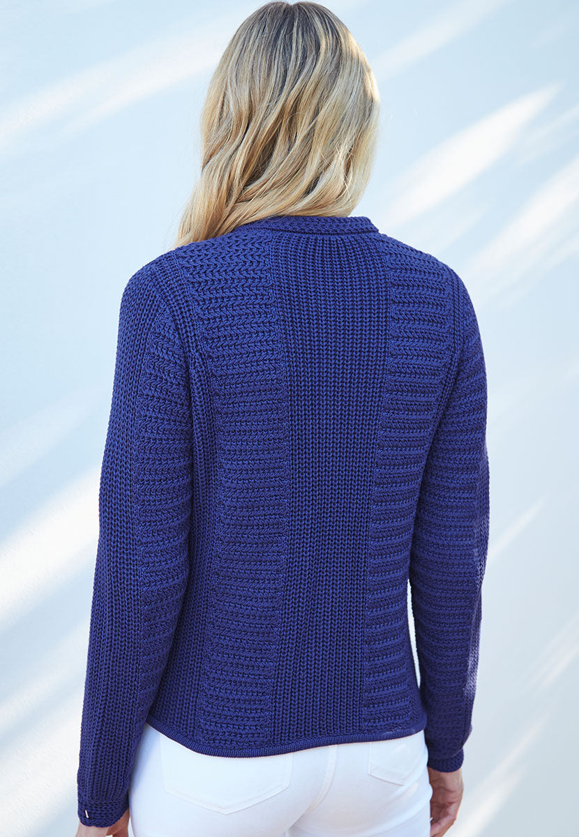 Jessica Knitted Zip-Front Cardigan - French Navy
