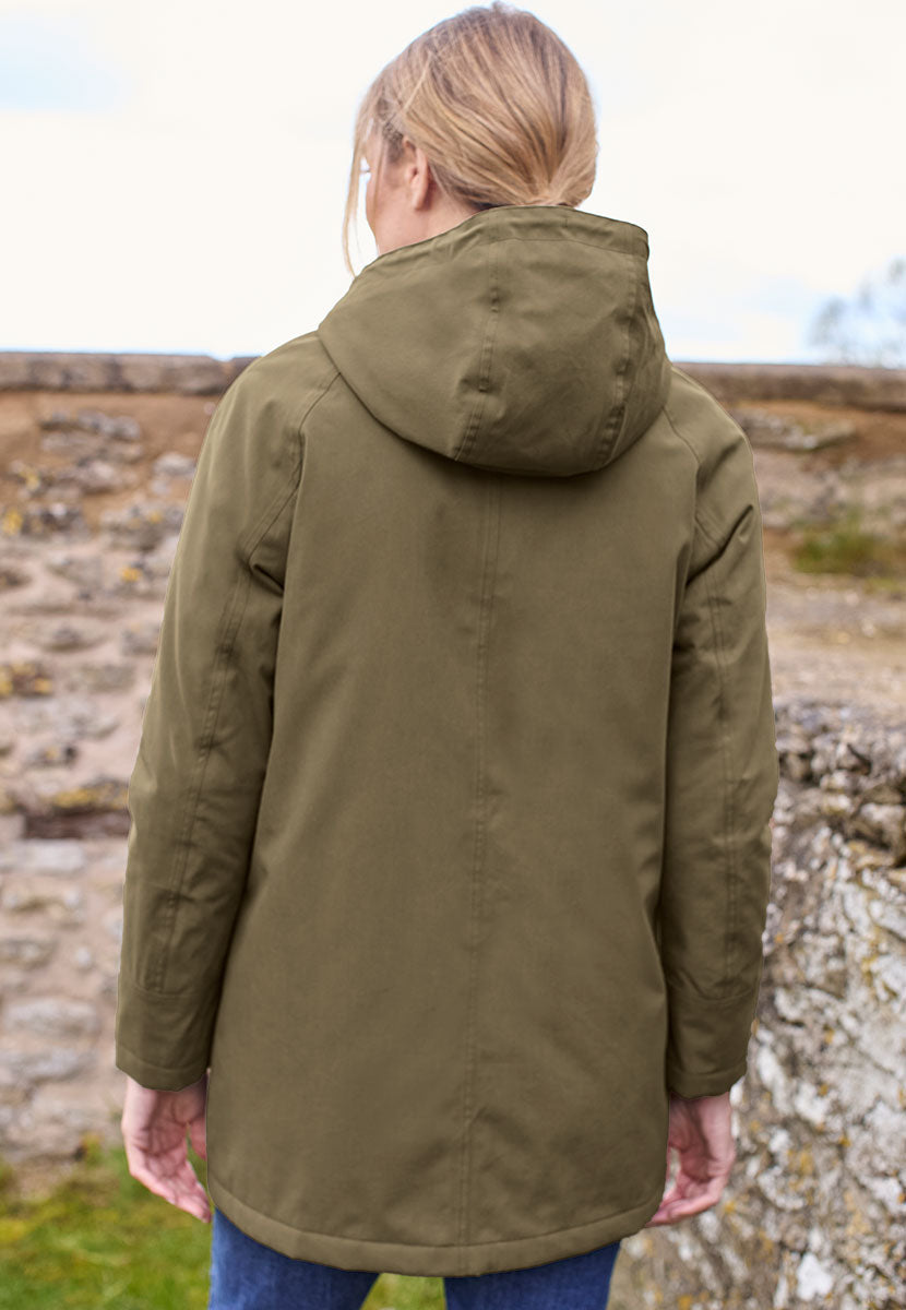 Jill Waterproof Jacket - Khaki Back View
