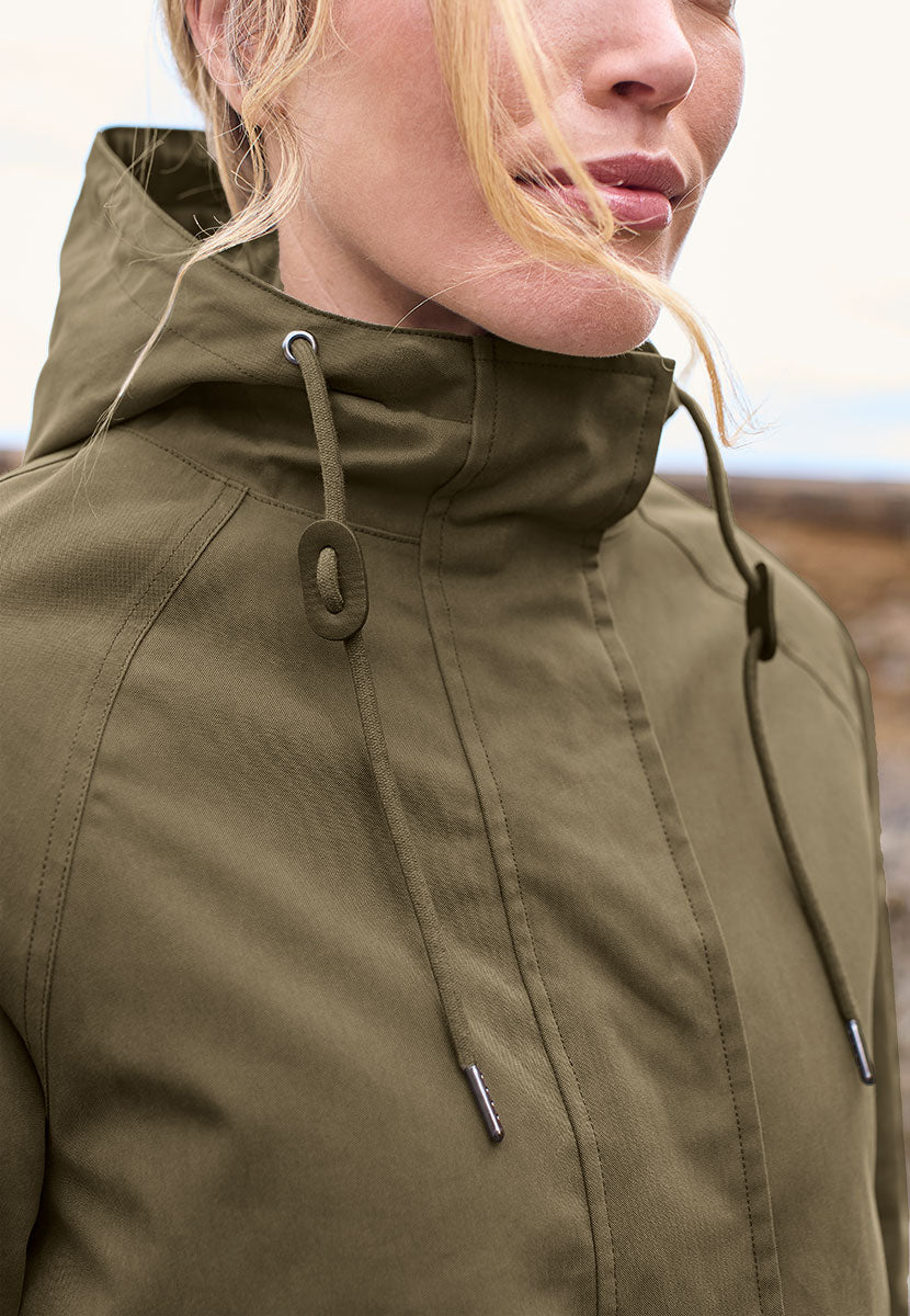 Jill Waterproof Jacket - Khaki Detail View