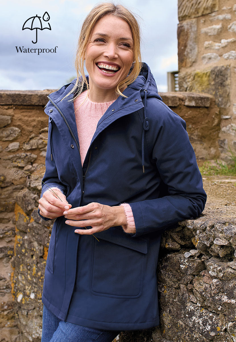 Jill Waterproof Jacket - Navy Front View