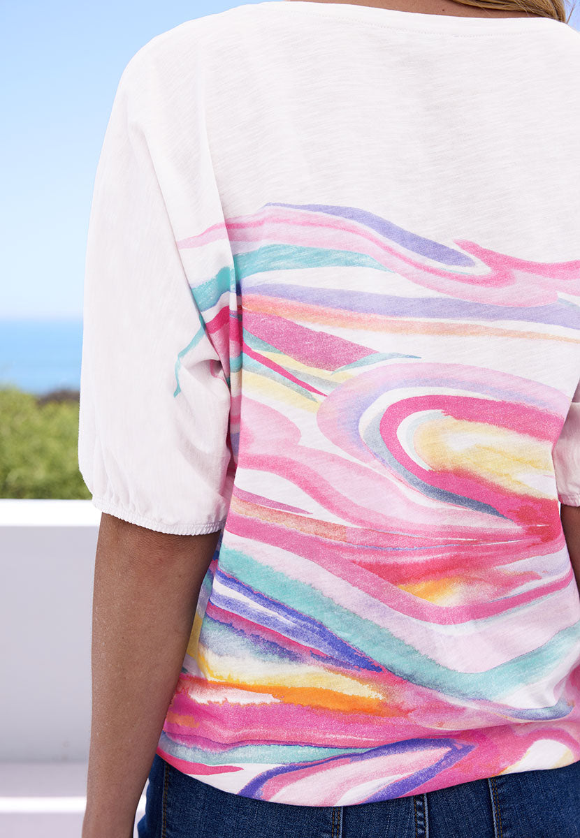 Josie Wide Neck Cotton Top - Sarlat Print