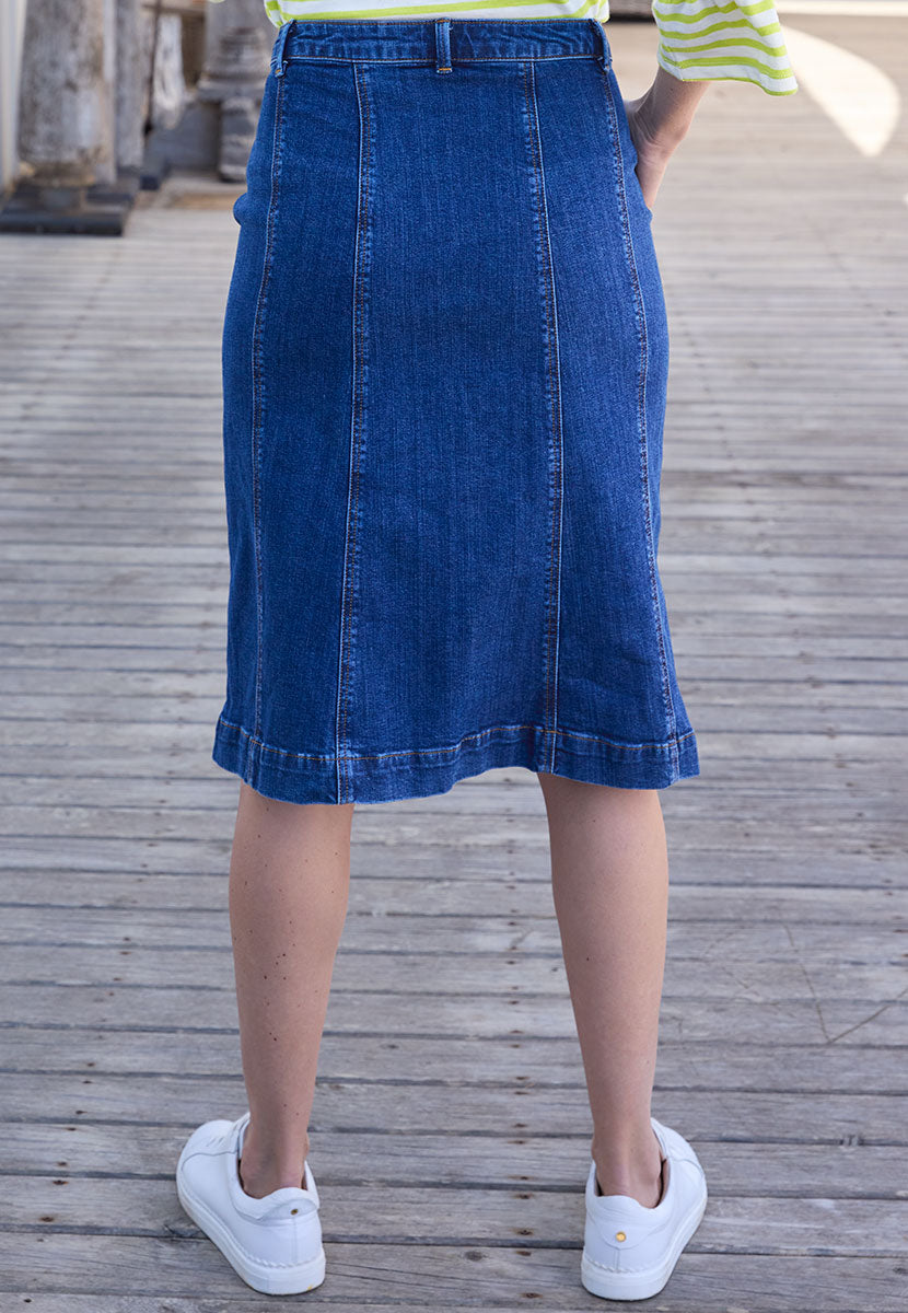 Katia Skirt - Mid Denim Back View