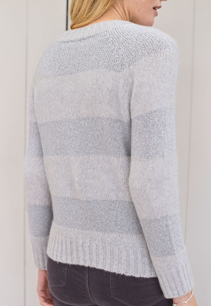 Katie Sparkle Merino Jumper - Silver Grey Back View