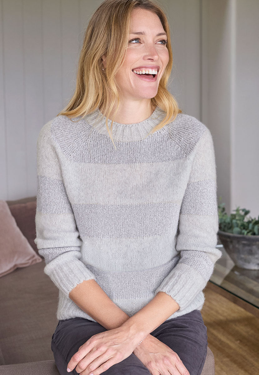 Katie Sparkle Merino Jumper - Silver Grey Front Alt View