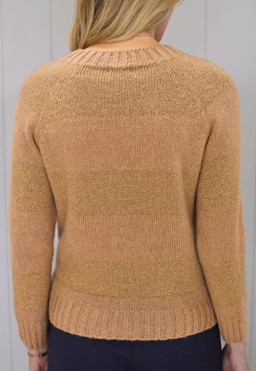 Katie Sparkle Merino Jumper - Soft Tan Back View