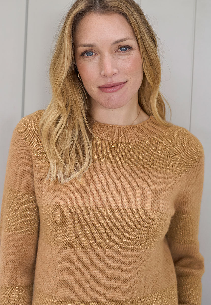 Katie Sparkle Merino Jumper - Soft Tan Detail View