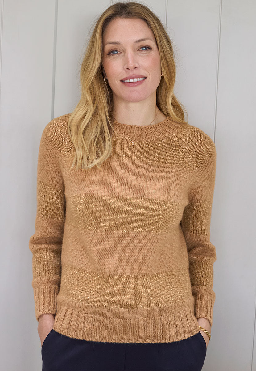 Katie Sparkle Merino Jumper - Soft Tan Front Alt View