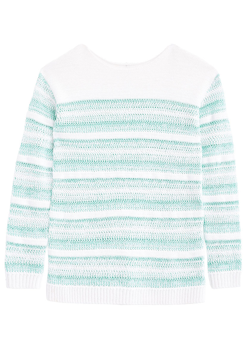 Lana Relaxed Knit Jumper  - Soft Mint/White Stripe