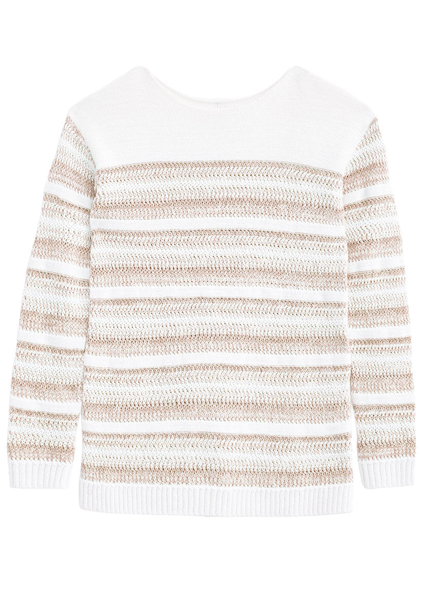 Lana Relaxed Knit Jumper  - Oatmeal/White Stripe
