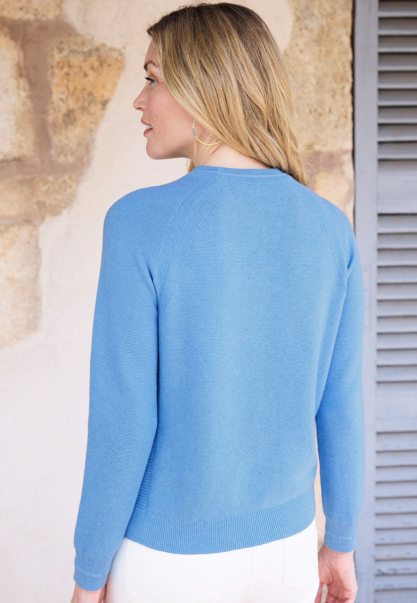 Libby Pure Cotton Long Sleeve Jumper - Cotton Blue