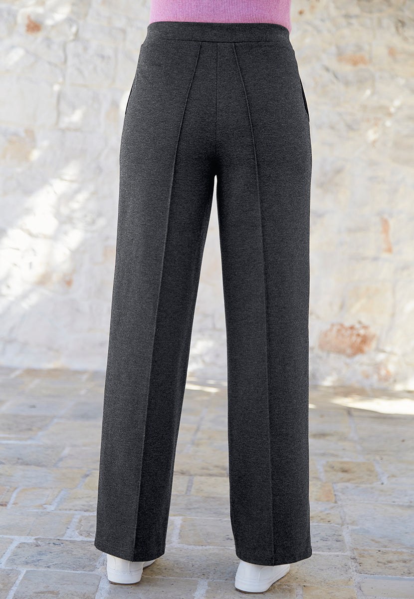 Lily Wide Leg Trouser - Charcoal Grey Marl