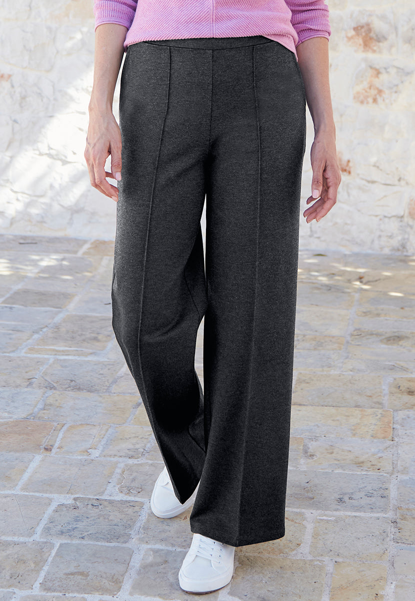 Lily Wide Leg Trouser - Charcoal Grey Marl