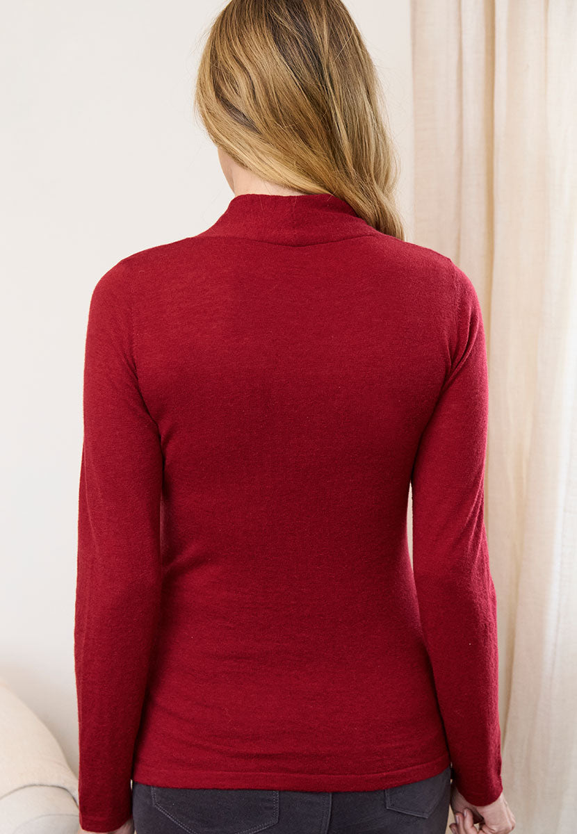 Lorena Long Sleeve V-Neck Merino Jumper - Ruby Red