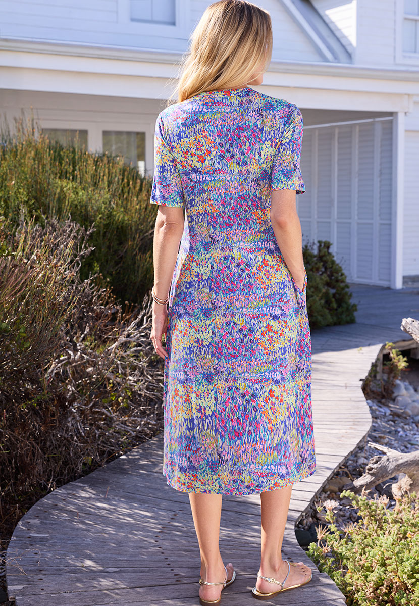 Loretta Short Sleeve Midi Dress - Medi Print